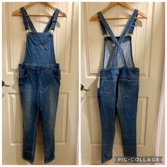 Cat & Jack Other - Girls Jean Overalls Size 18 XXL Light Denim Bib Overalls Stretch